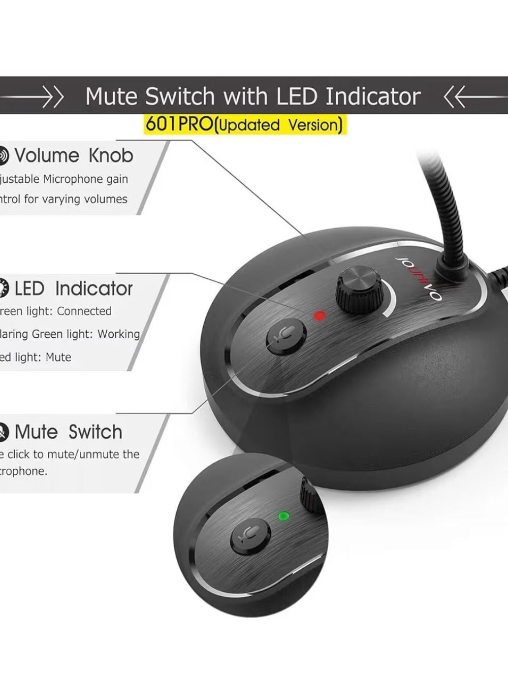USB Computer Microphone with Mute Button - Picture 2 of 5